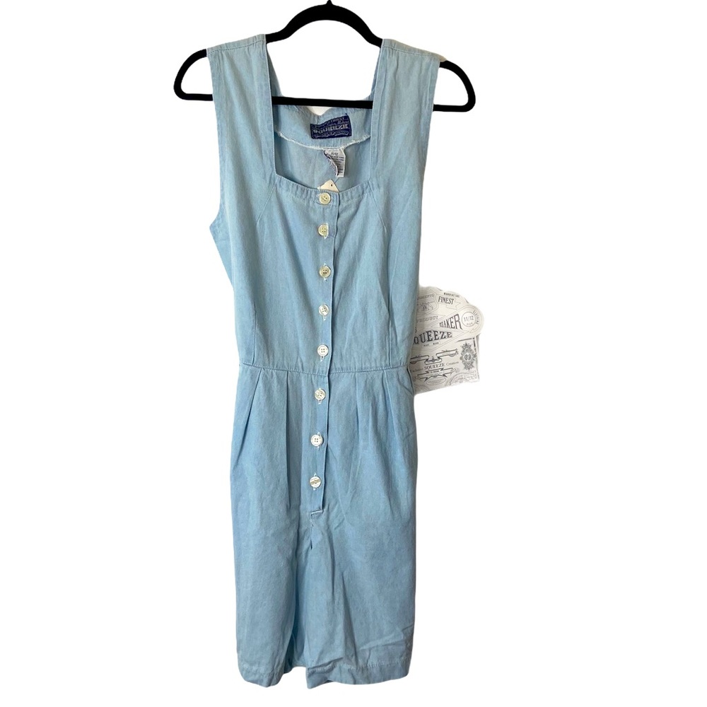 Squeeze Vintage Romper Button Front Tie Back Chambray - Picture 3 of 9